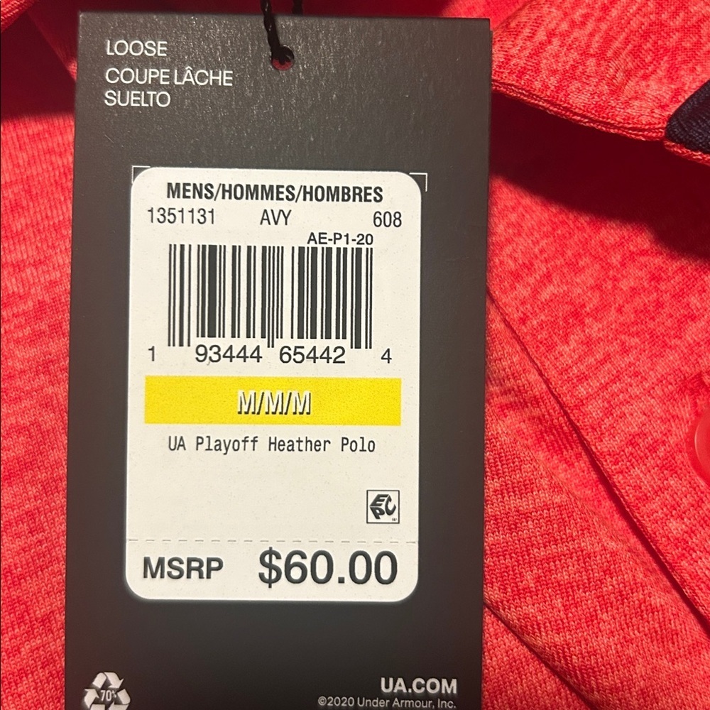 Under Armour Men's Heather Red Play-Off Polo, NWT, Size M - Picture 5 of 5